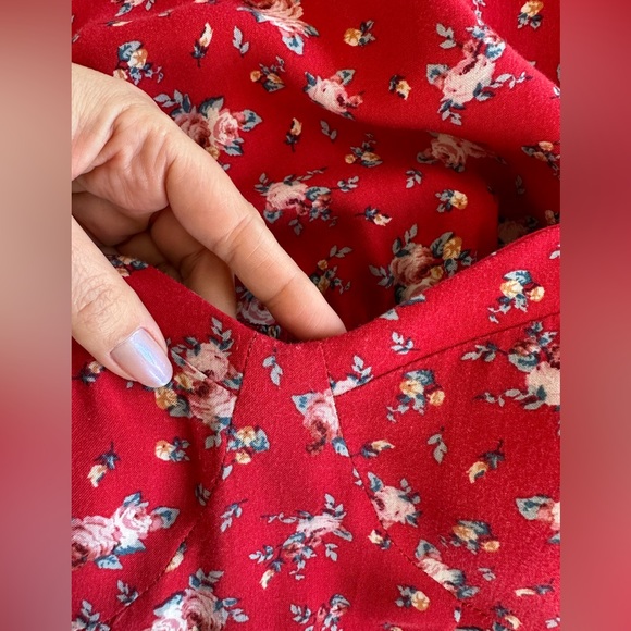 Band of Gypsies Sundress Red Floral Flowy Midi Dress Size Medium - Picture 9 of 9